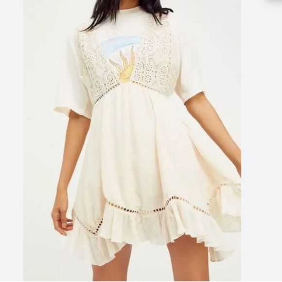 Free People Dresses & Skirts - Free People FREE-EST FREYA White Crochet Mini Dress Size S